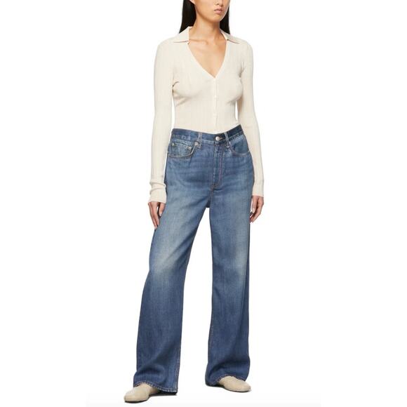 Rag & Bone Liquid Miramar Blue Wide Leg Jeans Sz 31 Printed Sweatpants - Picture 7 of 9